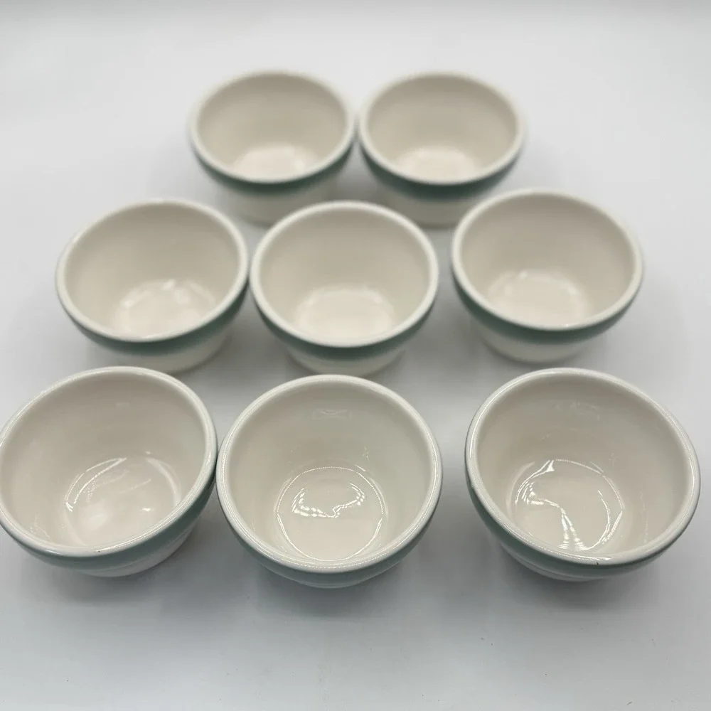 MCM Homer Laughlin Best China Airbrushed Teal Chili Bowl Set 8 60s Diner #661